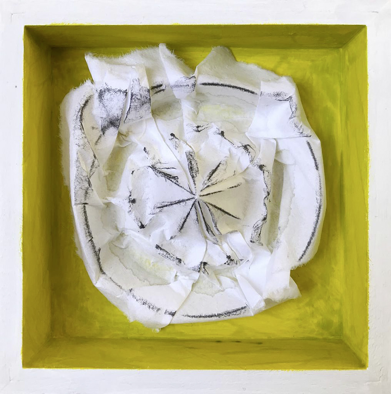 Mechthild Breme, Sauer. 2020, Plastische Frottage, Papier, Acryl, Holz