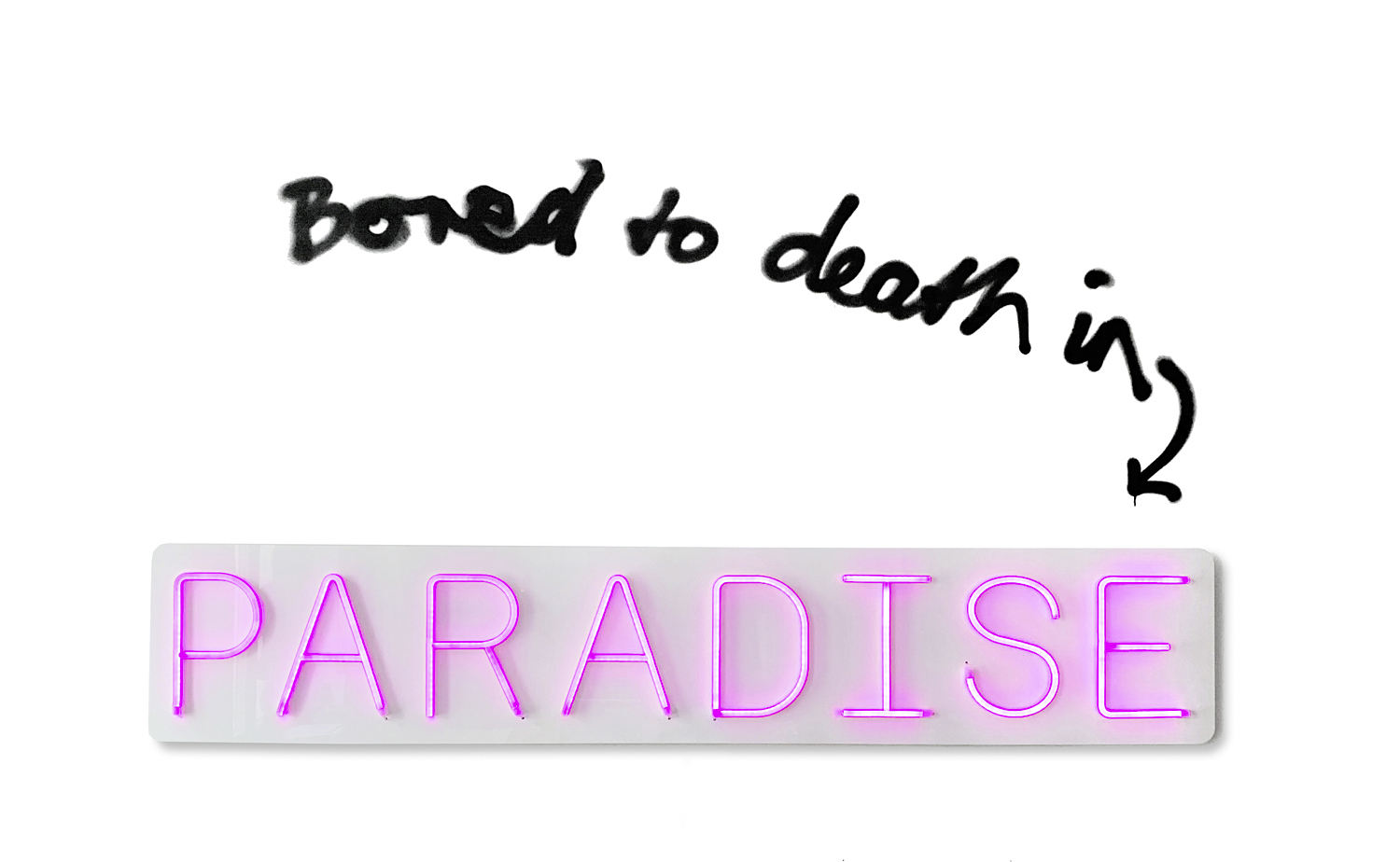 Katharina Arndt, Bored to Death in PARADISE. LEDs, Widerstände, Plexi, Schrauben, Kette, Netzteil, 2019
