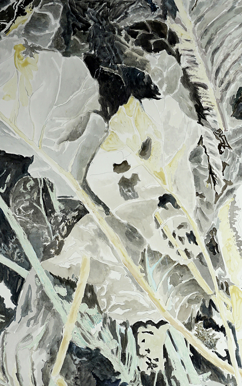 Annette Leyener, 2021, aus der Serie „dolores". Ausschnitt, Aquarell auf Bütten, ca. 115 x 95 cm