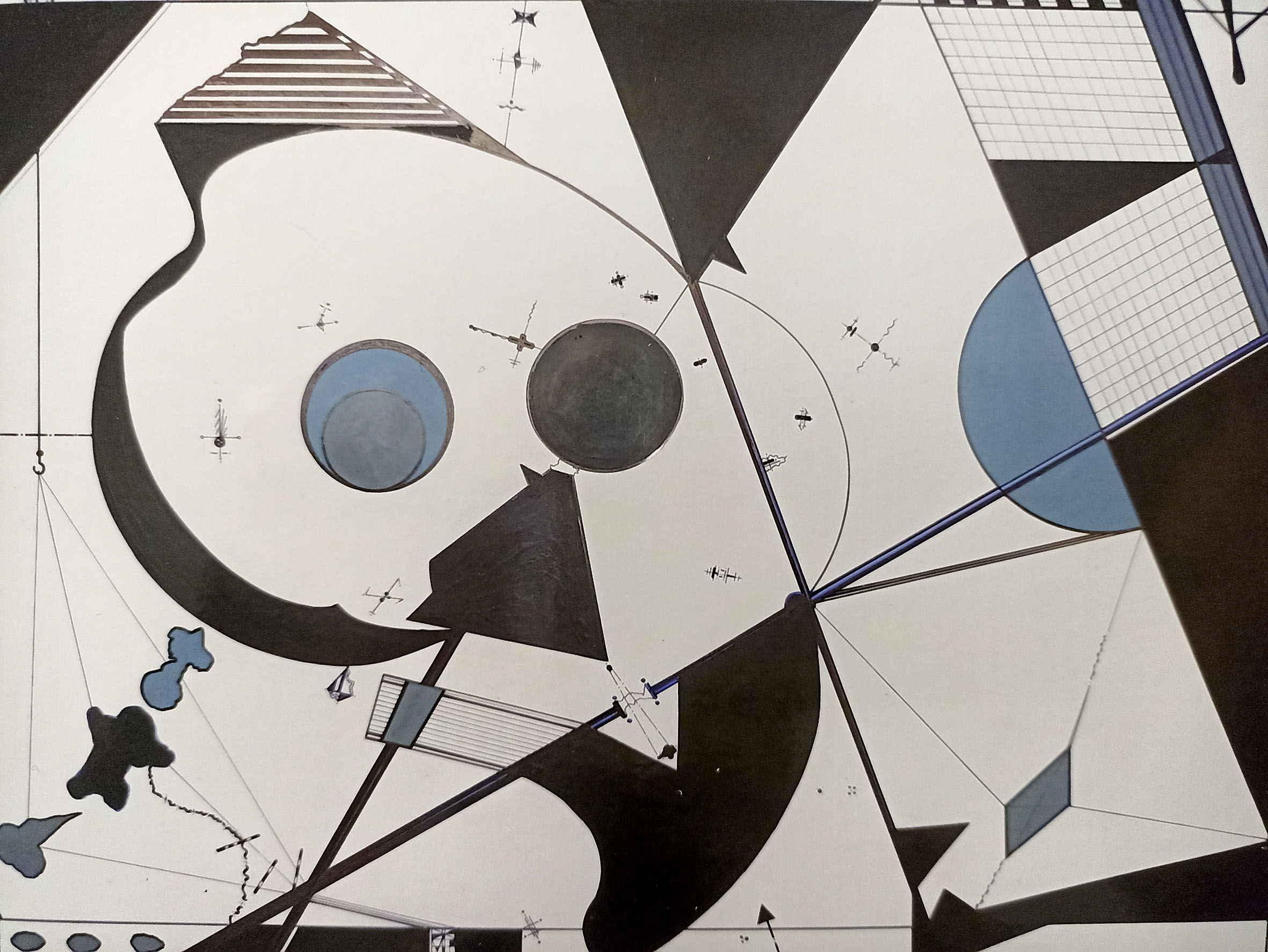 Michael Herloff, Dipol in graphischer Komposition (Duett), Acryl auf Steinpapier, 2021
