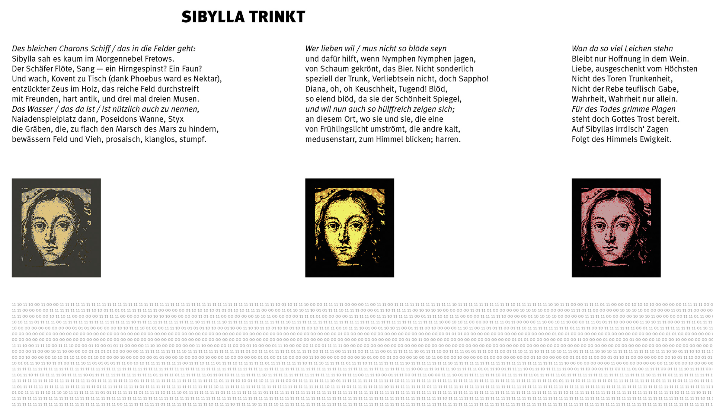 Tobias Reußwig, Sibylla trinkt, Text und Bildcollage auf Banner, 100x1000cm, 2022 (Ausschnitt)